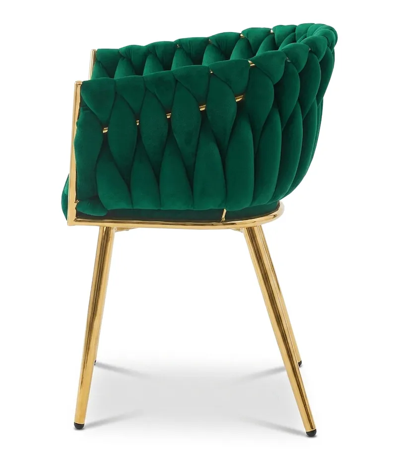 Krzesło Tapicerowane Aksamitne Do Salonu MEBLIVA Sater 60 x 60 x 55 - Złote