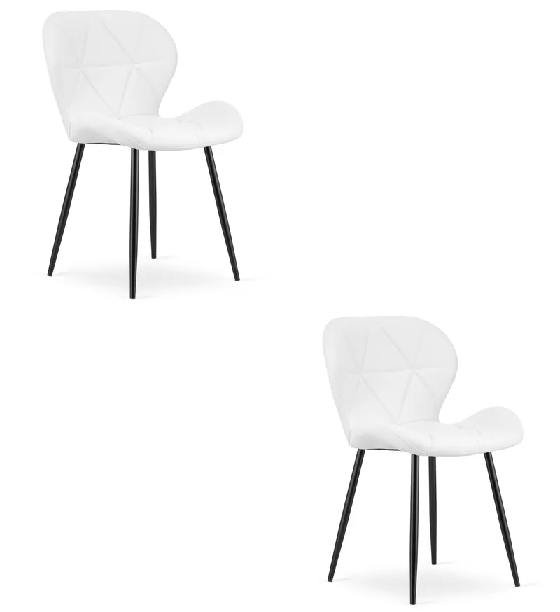 Krzesło MEBLIVA BOFIR - Ekoskóra Biała Nogi Czarne 2 szt