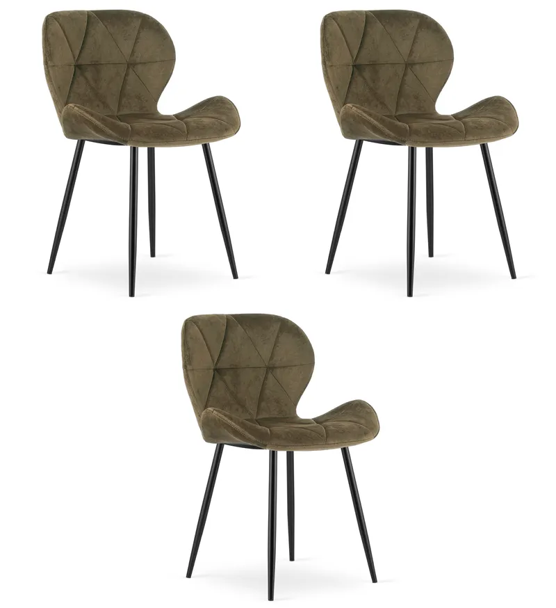 Krzesło MEBLIVA BOFIR - Aksamit Brąz Nogi Czarne 3 szt