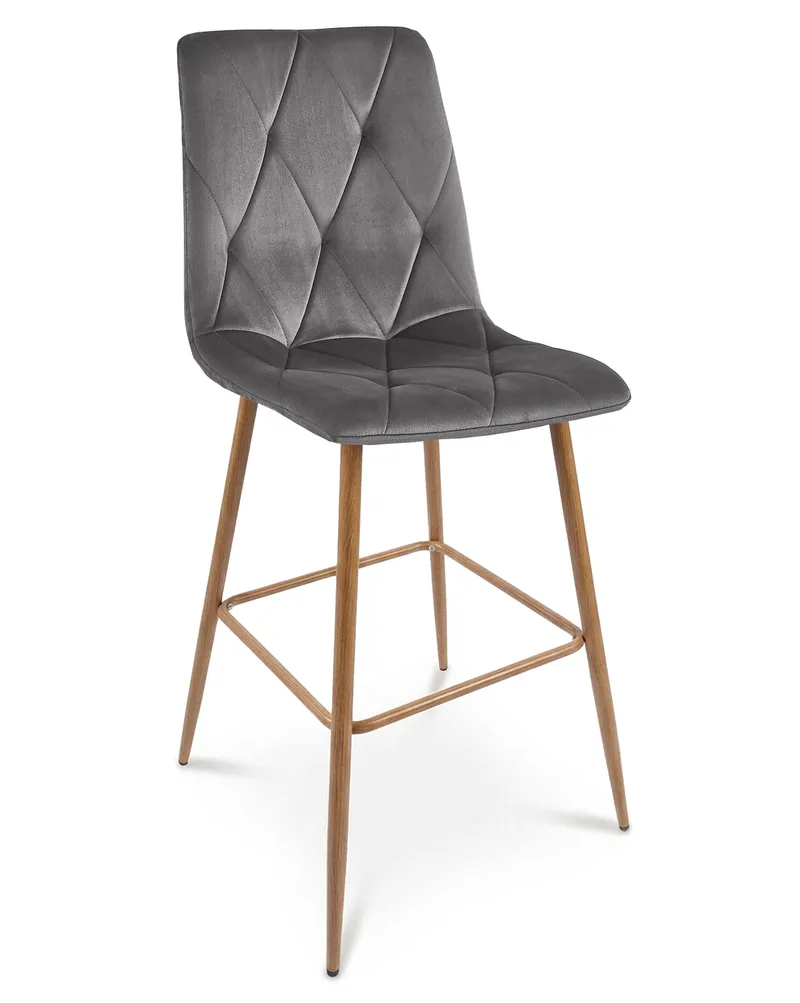 Hoker MEBLIVA KIFAR - Aksamit Szary Ciemny Nogi Dąb 2 szt