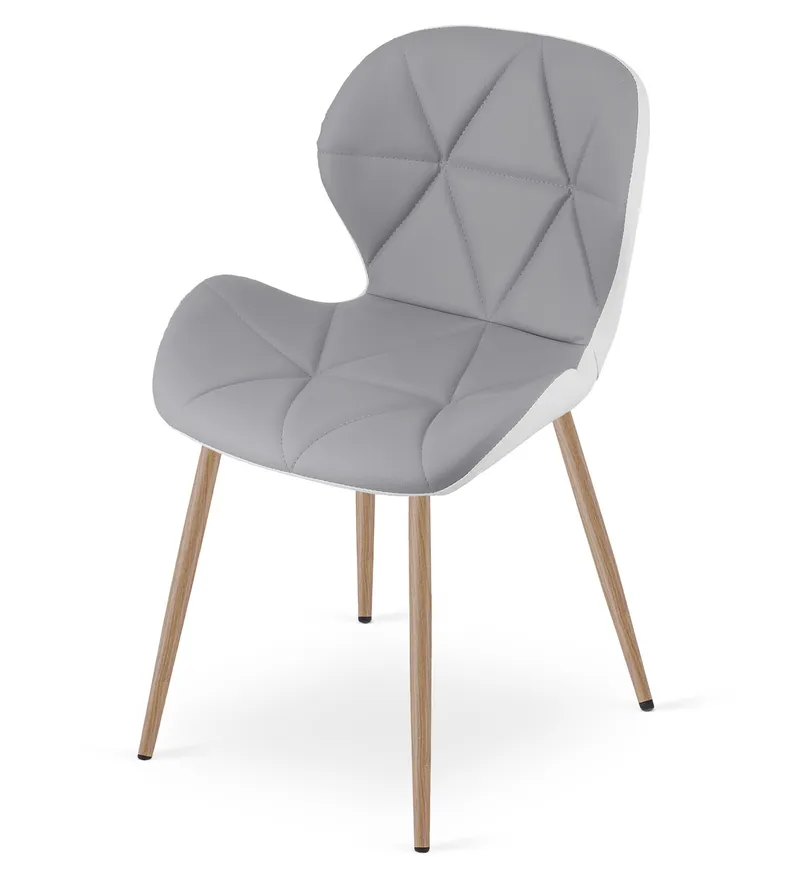 Krzesło Ekoskóra Dąb MEBLIVA Lufol 52x47x46 cm - Szaro-Biały