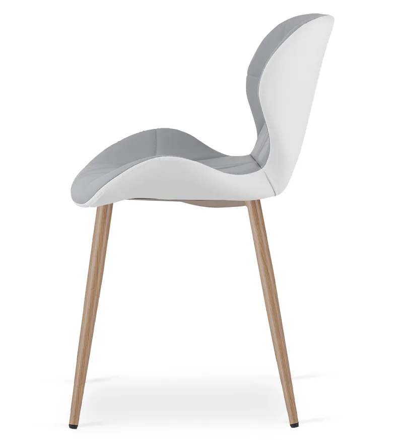 Krzesło Ekoskóra Dąb MEBLIVA Lufol 52x47x46 cm - Szaro-Biały