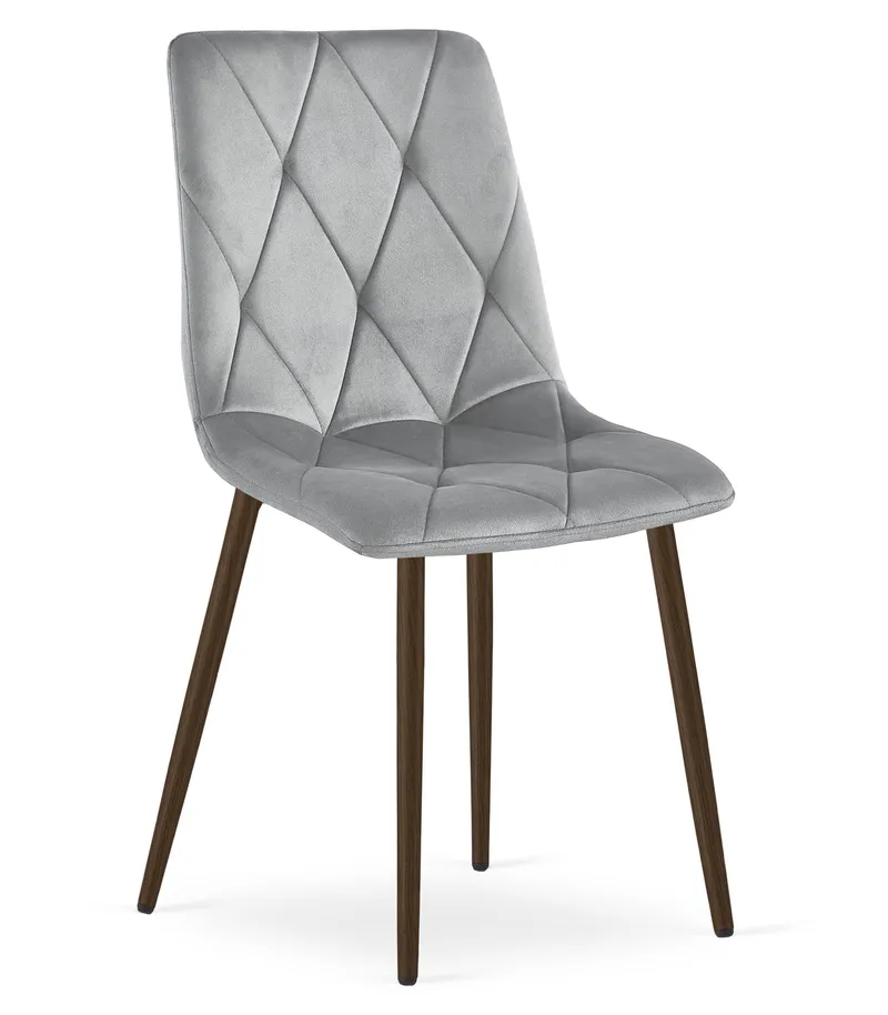 Krzesło MEBLIVA KIFAR - Aksamit Szary Jasny Nogi Orzech 2 szt