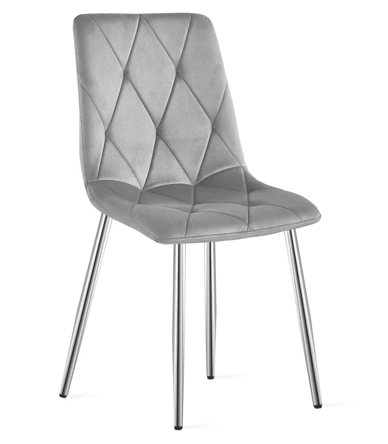 Krzesło MEBLIVA KIFAR - Aksamit Szary Jasny Nogi Chrom 3 szt