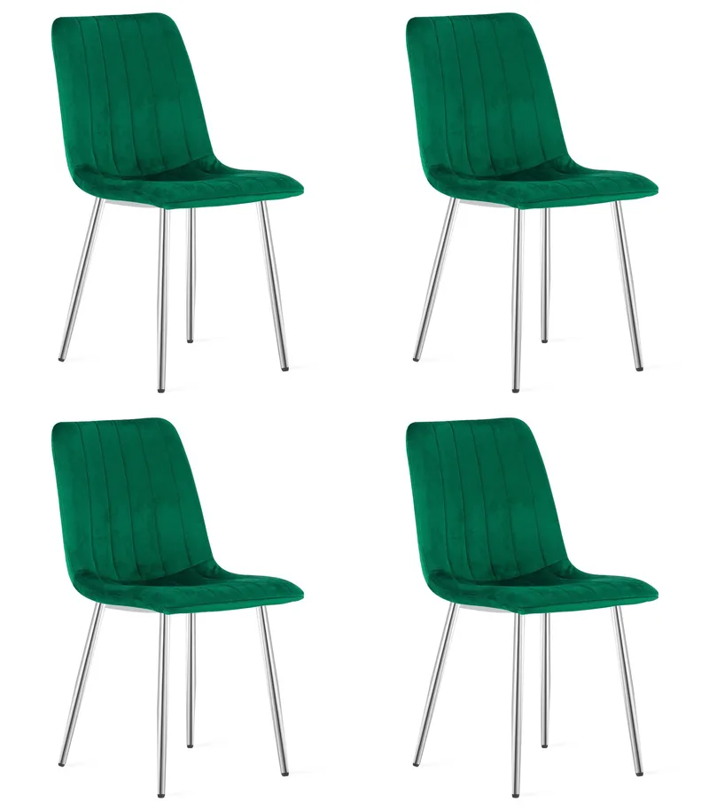 Krzesło MEBLIVA GUSE - Aksamit Zieleń Nogi Chrom 4 szt