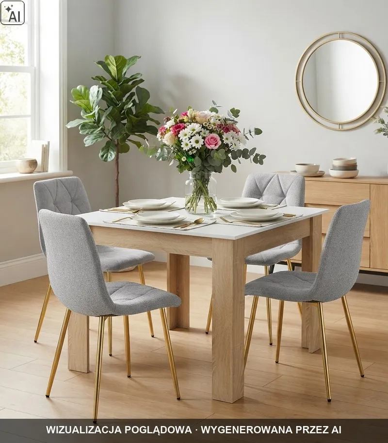 Krzesło MEBLIVA KIFAR - Materiał Szary Jasny Nogi Złote 2 szt