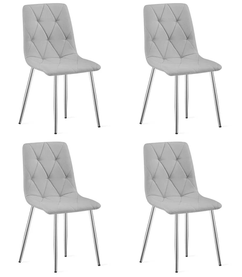 Krzesło MEBLIVA KIFAR - Materiał Szary Jasny Nogi Chrom 4 szt