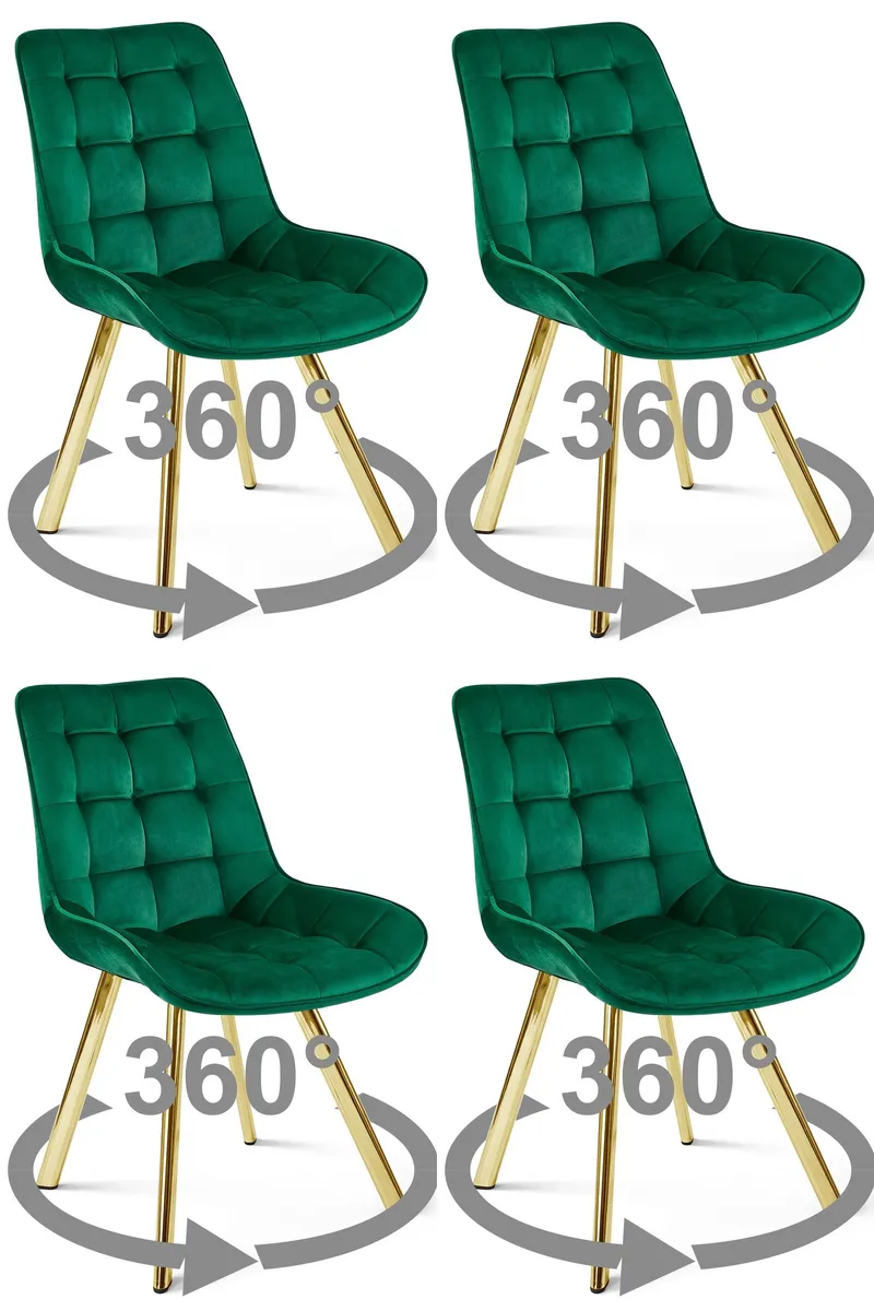 Krzesło MEBLIVA TANUL 360 - Aksamit Zieleń Nogi Złote 4 szt
