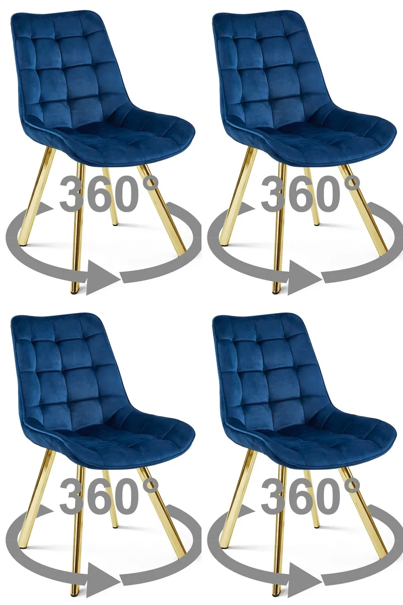 Krzesło MEBLIVA TANUL 360 - Aksamit Granat Nogi Złote 4 szt