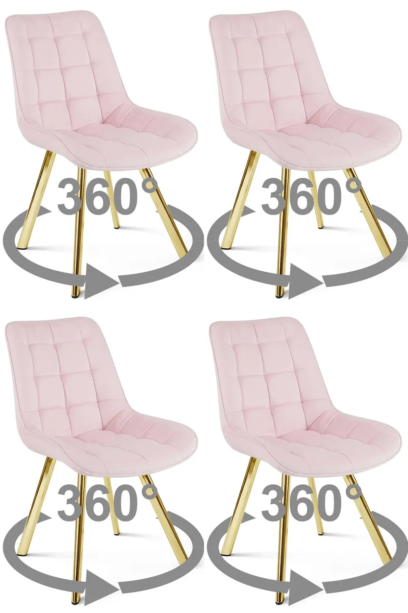 Krzesło MEBLIVA TANUL 360 - Aksamit Róż Jasny Nogi Złote 4 szt