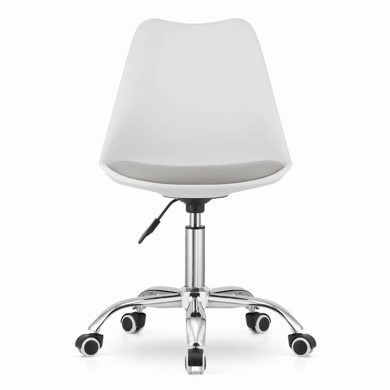 Krzesło Obrotowe ALBA - Biało-Szare Baza Chrom MEBLIVA