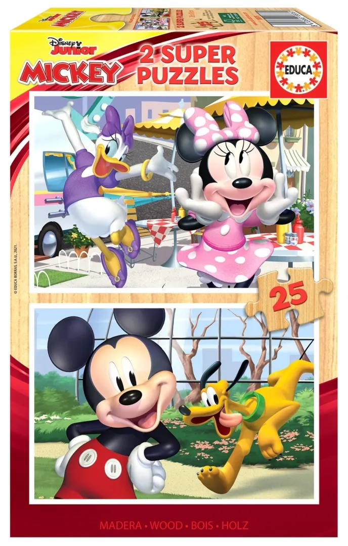 Puzzle 2x25 Drewno Myszka Miki