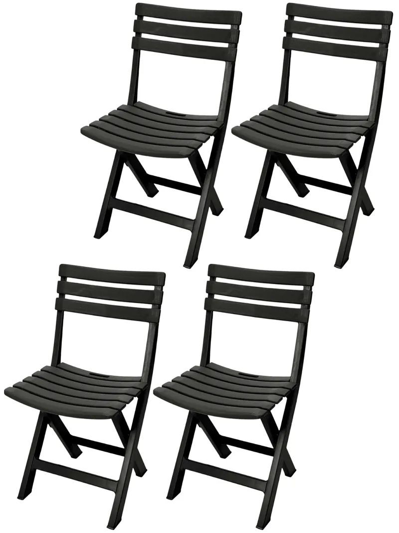 Zestaw 4 Składanych Krzeseł Modern Garden - Czarne