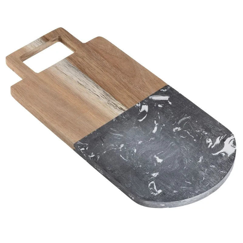 Deska Do Krojenia Z Uchwytem Marmur 38x18 cm - Czarny