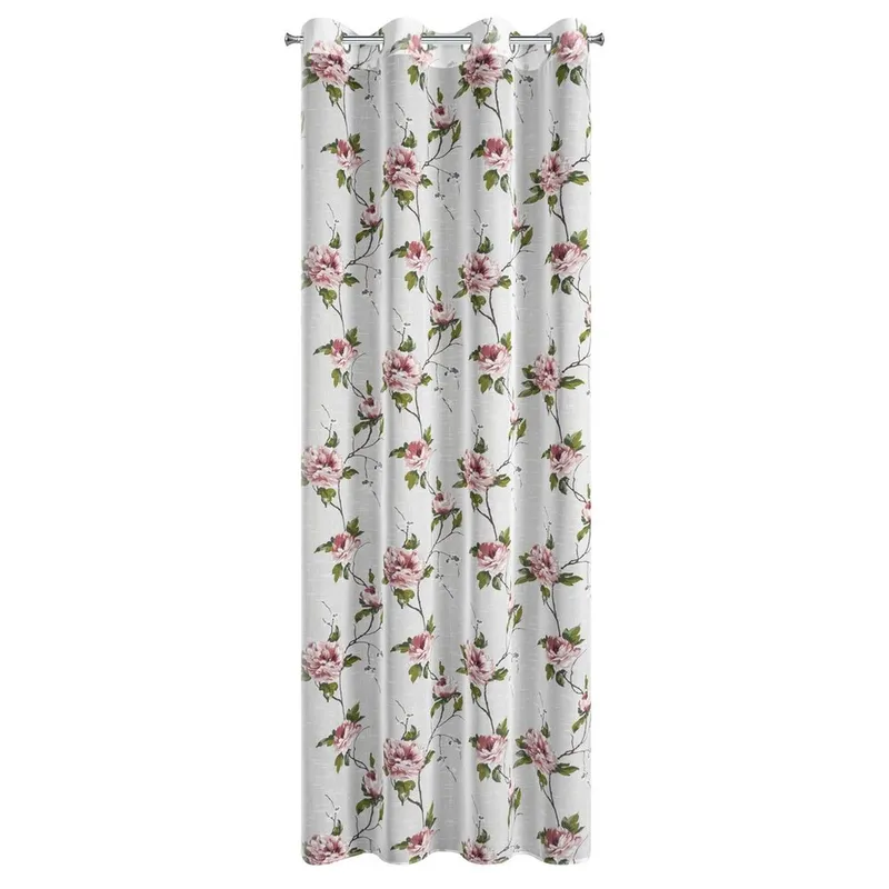Zasłona Gotowa RUTH 135x250 cm Etamina Wzór Pnących Kwiatów - Biała