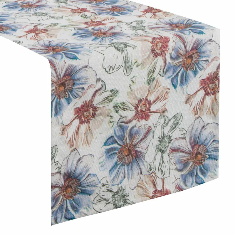 Bieżnik FLORE 7 40x140 cm Kwiaty - Biały