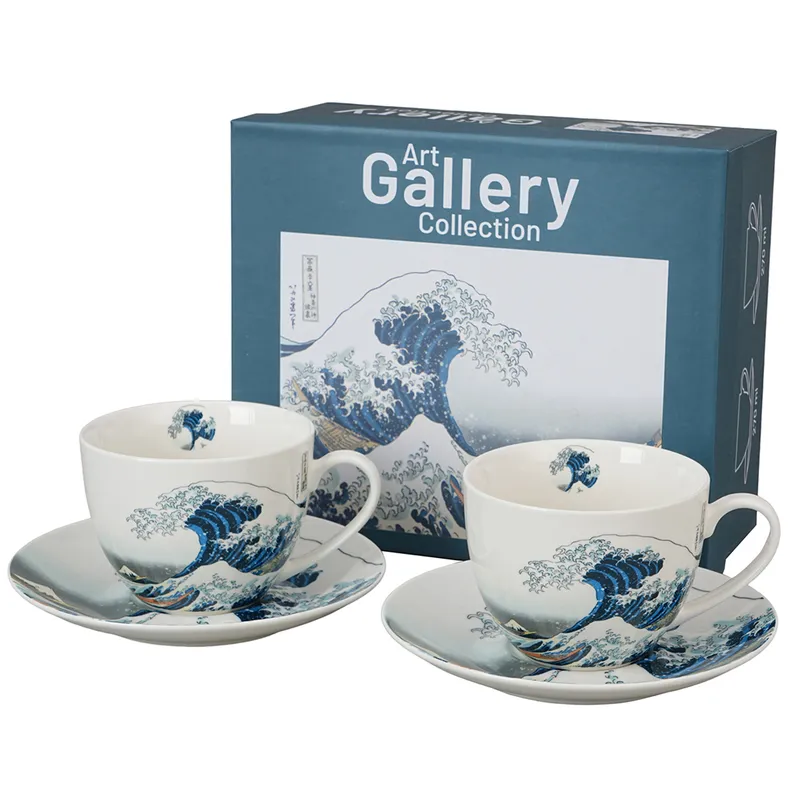 Zestaw 2 Filiżanek Ze Spodkami Hokusai The Great Wave 270 ml
