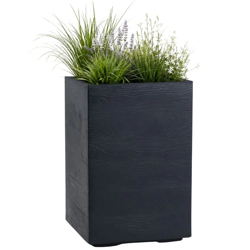 Donica Betonique Na Kółkach Deska Recykling Antracyt H60X40 cm