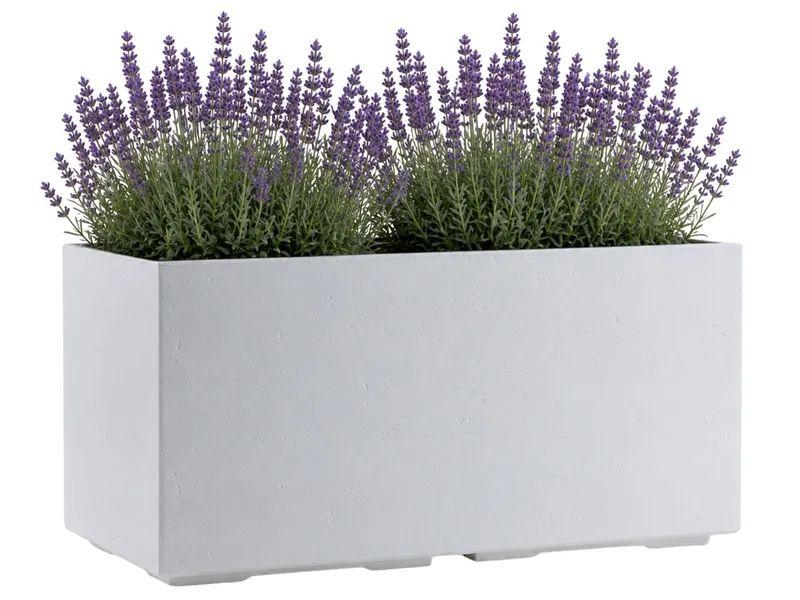 Donica Betonique Na Kółkach Recykling Beton H39X78 cm - Kremowy