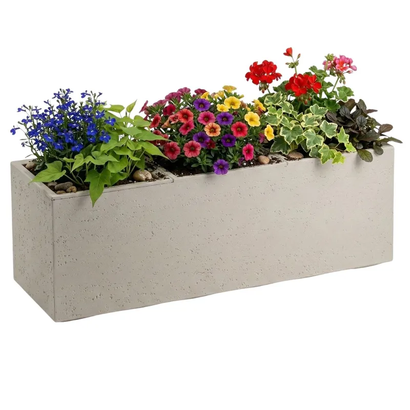 Donica Betonique Na Kółkach Beton Recykling Beż 90X30XH30 cm