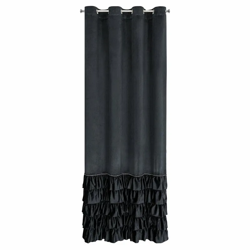 Zasłona CARLI 140x250 Falbany Cyr - Czarna