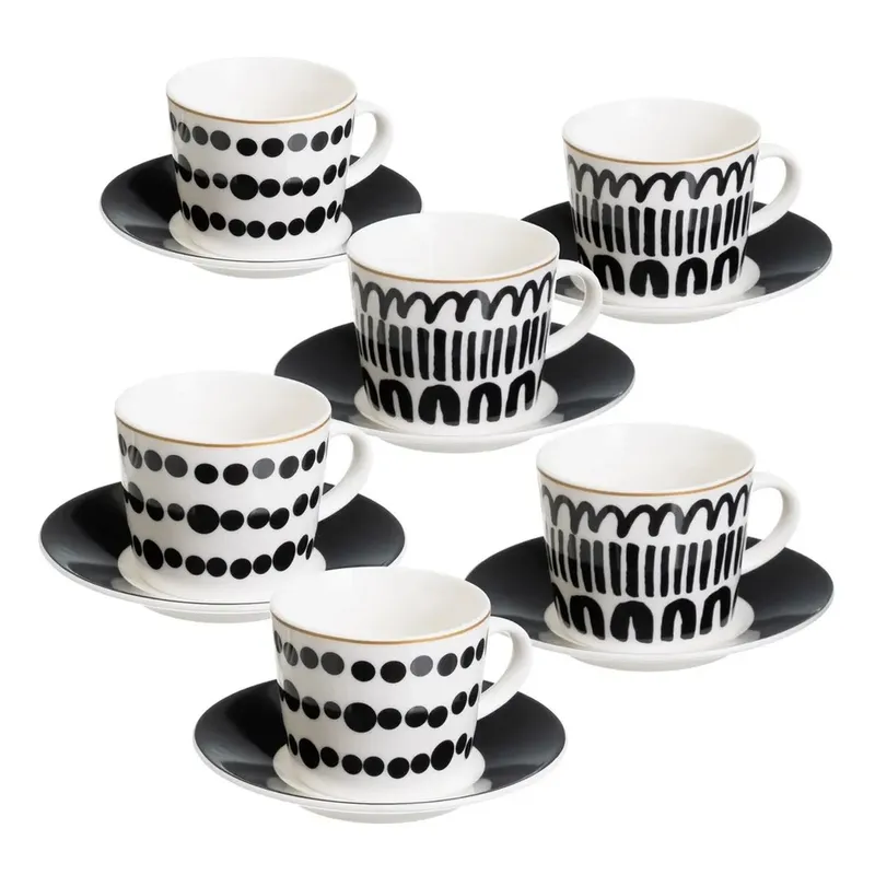 Zestaw Ceramicznych Filiżanek Lyne 6x100 ml