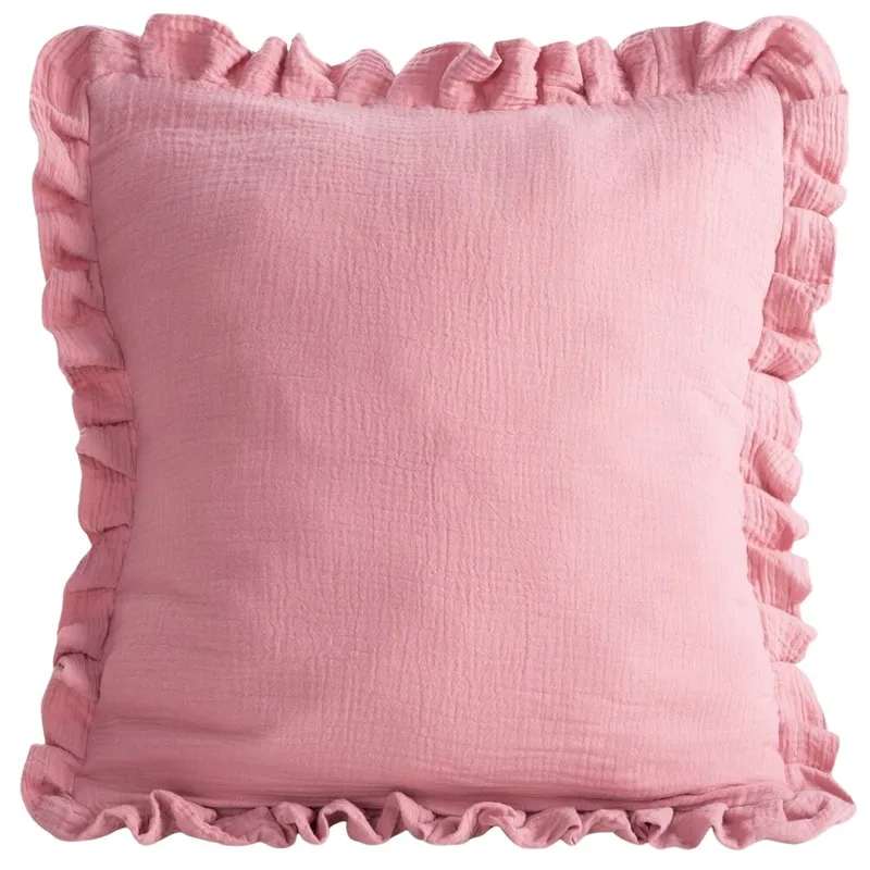 Poszewka MUSLIN 1 Falbanka 45x45 cm Róż