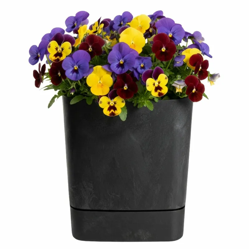 Donica Z Podstawką CUBI Recykling Beton 25x25 cm - Czarny