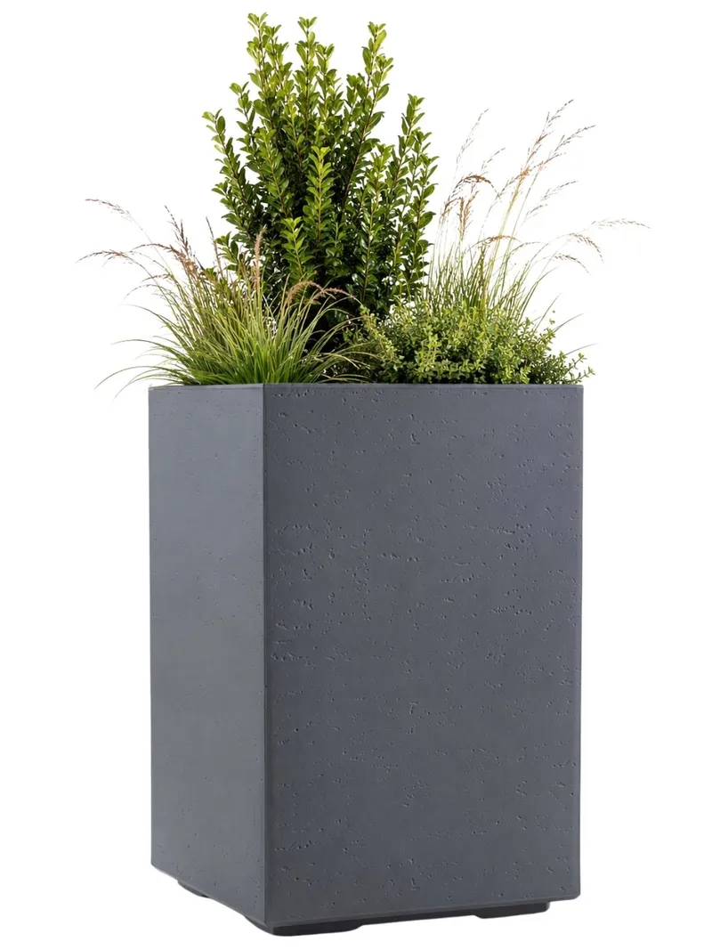 Donica Betonique Na Kółkach Recykling Beton H60X40 cm - Szary