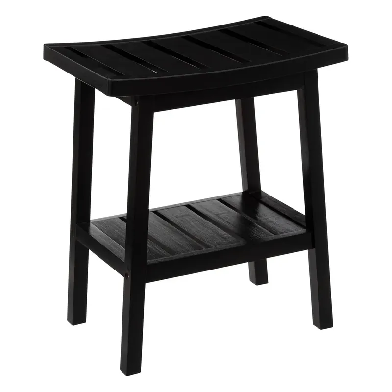 Stołek Bambusowy Z Półką SCANDI Black