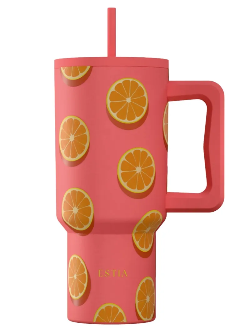 Kubek Termiczny Ze Słomką 900 ml Orange Pop