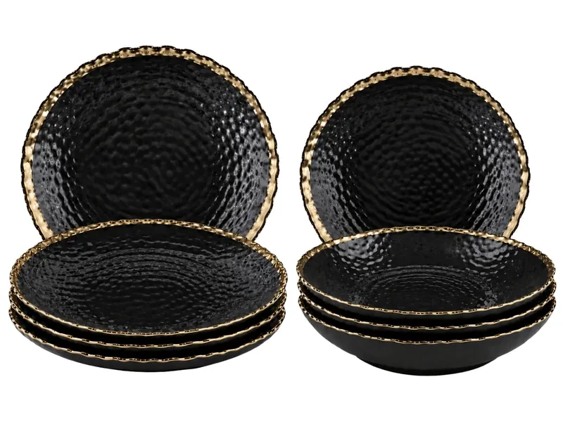 Komplet 8 Talerzy Kati Black Gold