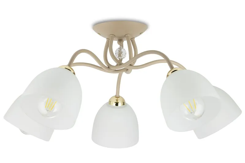 Lampa Sufitowa Tina Szkło 5XE27 - Beżowa