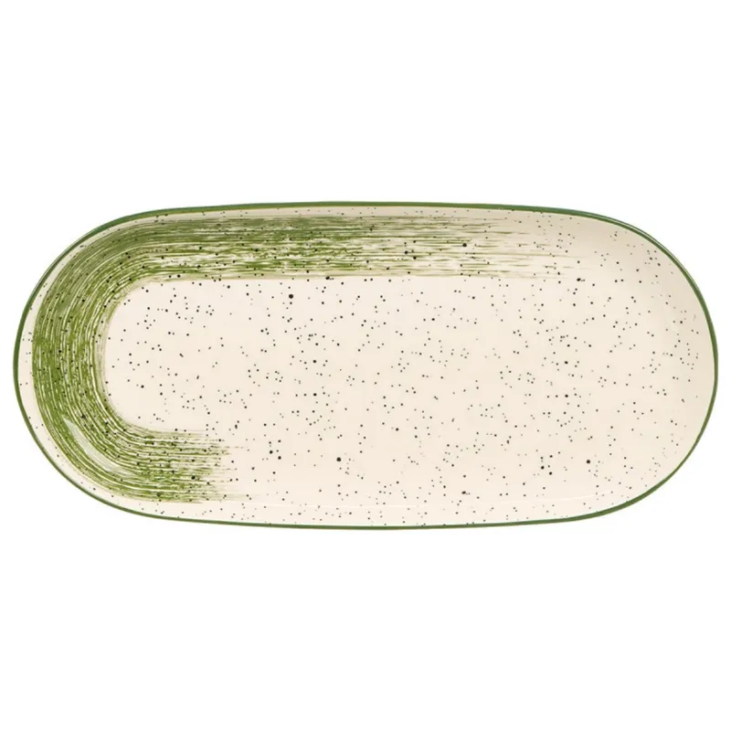Owalna Patera Do Serwowania 15,5x33 cm - Zielona