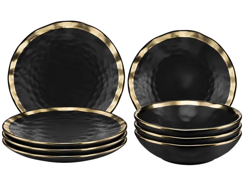 Zestaw Ośmiu Talerzy LISSA BLACK GOLD