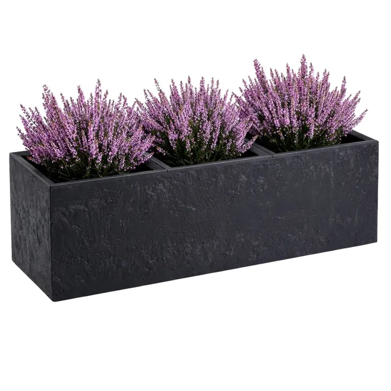 Donica Betonique Na Kółkach Beton 90X30XH30 cm - Czarny