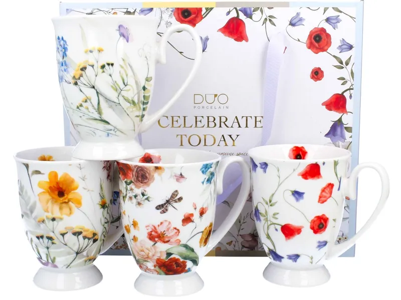 Komplet 4 Porcelanowych Kubków Royal CELEBRATE TODAY