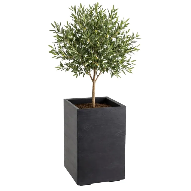Donica Betonique Na Kółkach Deska Recykling H60X40 cm - Czarny