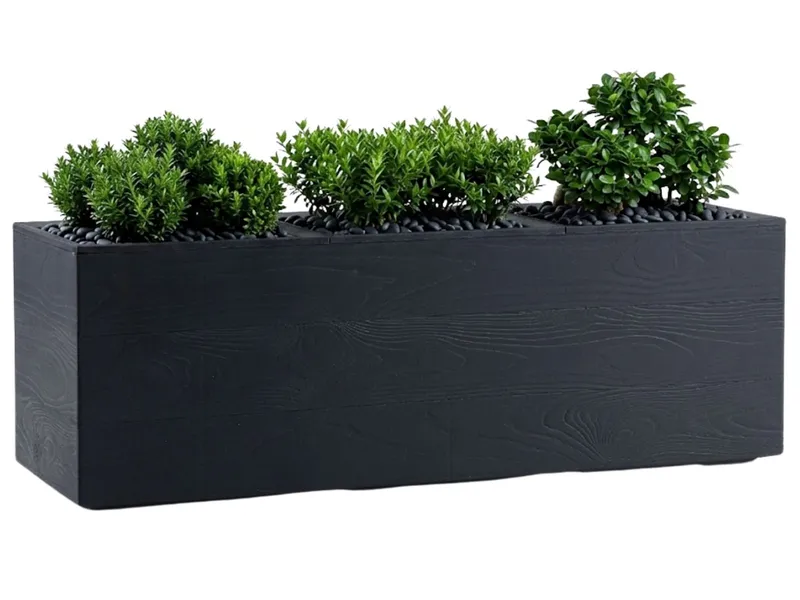 Donica Betonique Na Kółkach Deska Recykling Antracyt 90X30XH30 cm