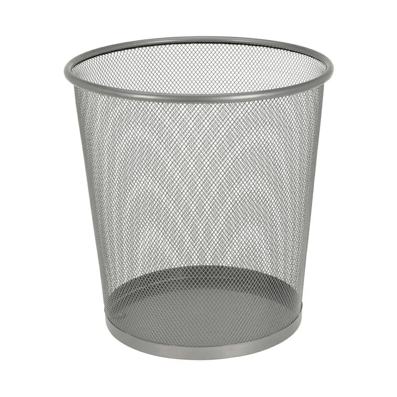 Metalowy Kosz Na Śmieci 28 cm - Srebrny
