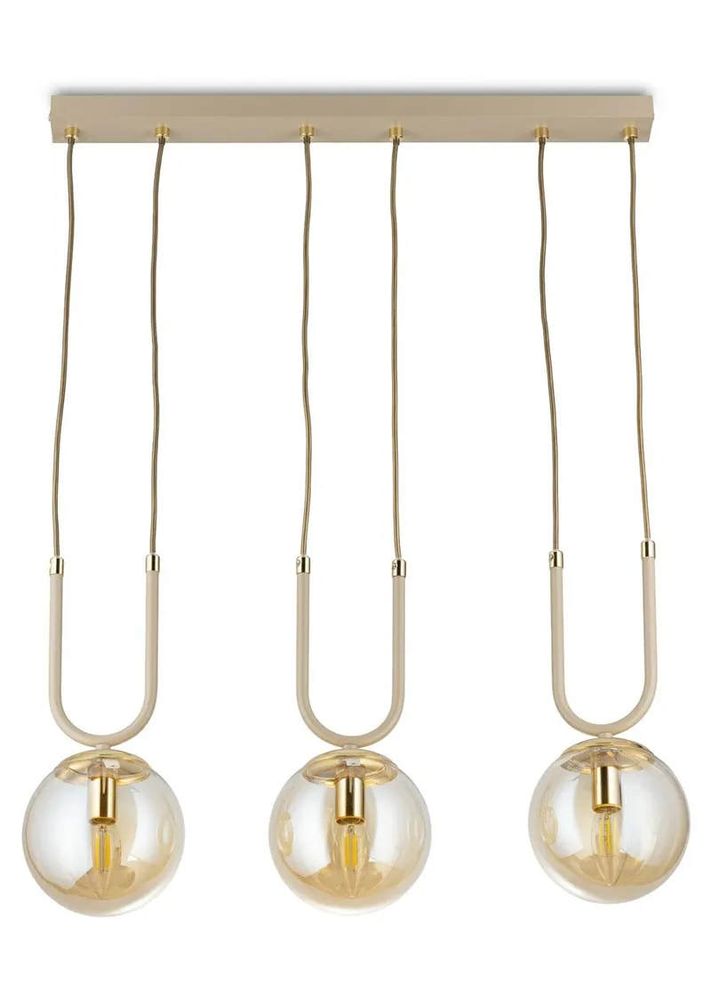 Lampa Wisząca Mora Szkło 3XE14 60 - Beżowa