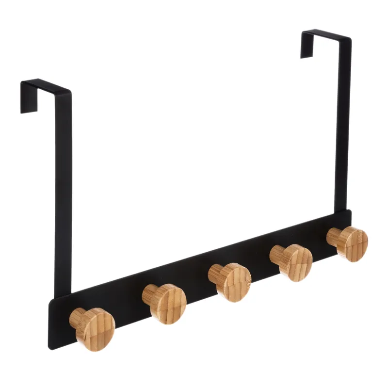 Wieszak Na Drzwi Bamboo Black 5 Haczyków