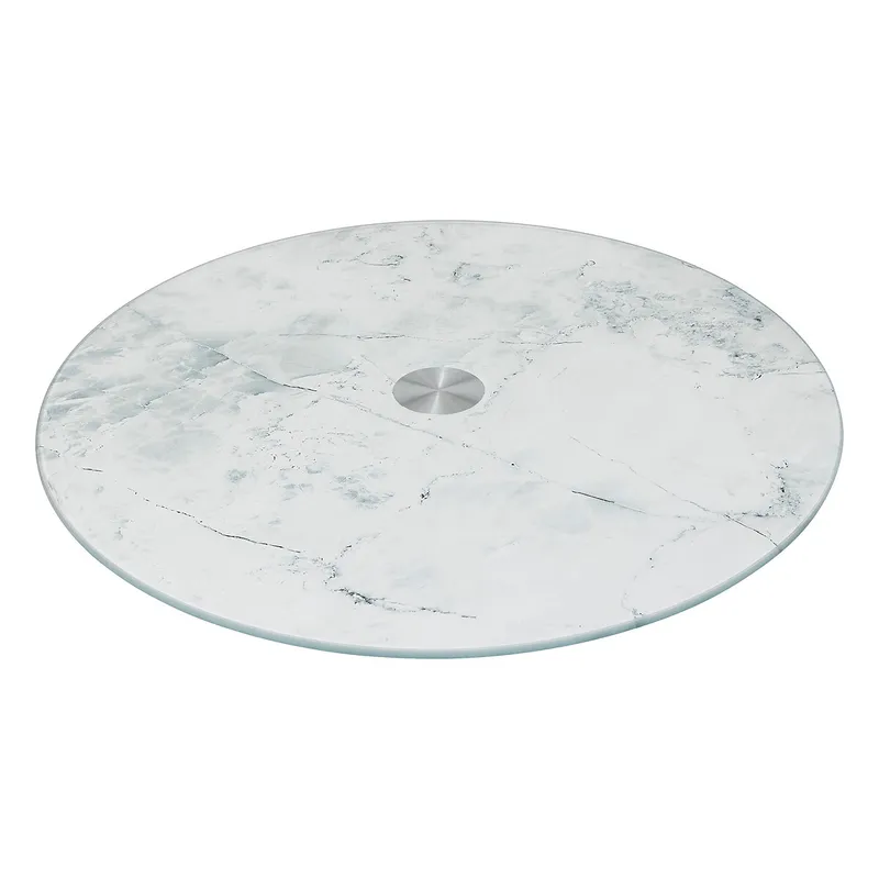 Szklana Taca Obrotowa Marmur 32 cm - Biały