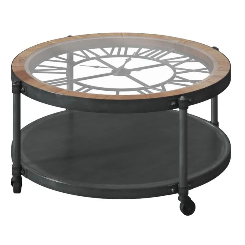 Stolik Torof Z Zegarem 90 cm - Kawowy