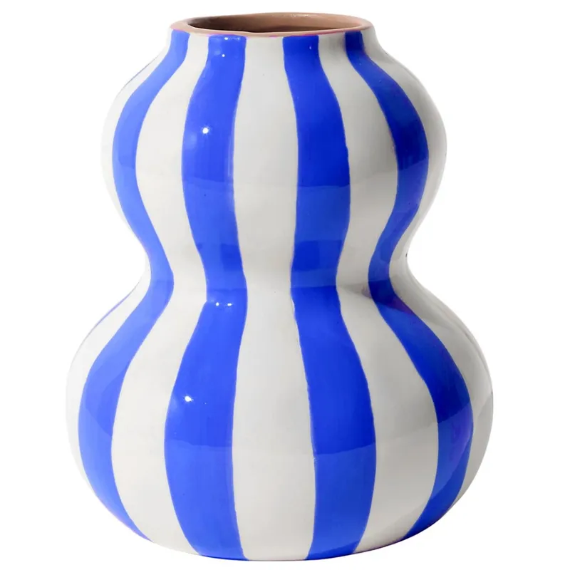Ceramiczny Wazon SOLVI 15 cm Niebieskie Pasy