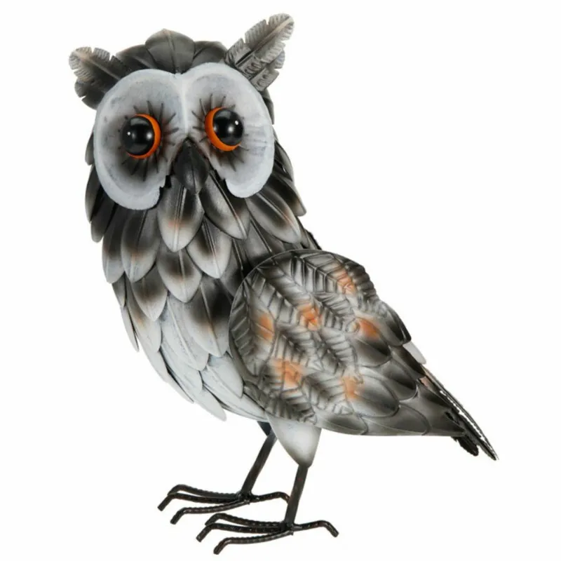 Figurka Ogrodowa Sowa Z Metalu 37 cm - Szara