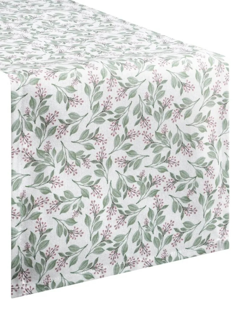 Bieżnik Grace 40x140 cm Biało Zielony
