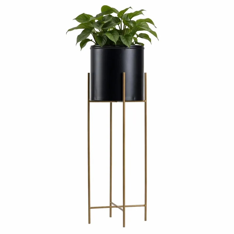 Kwietnik Z Osłonka 75 cm Złoto Czarny