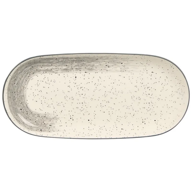 Owalna Patera Do Serwowania 15,5x33 cm - Szara