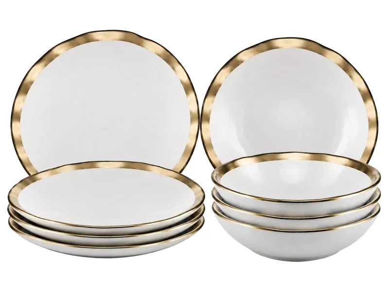 Zestaw Ośmiu Talerzy LISSA WHITE GOLD